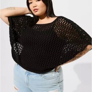 Torrid Open Stitch Pullover Oversized Cropped Sweater